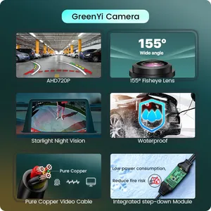 GreenYiAHD720インテリジェントユニバーサル車両トラックバックアップカメラ車の背面図ダイナミックガイドライン付き逆軌道カメラ - Product Image 4