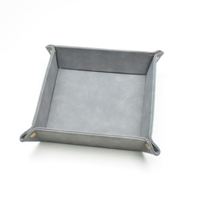 Trang chủ khay trang trí đôi bên gấp tổ chức catchall nâu giả PU Vegan da bảng trường hợp đồng hồ & khay tủ quần áo - Product Image 2