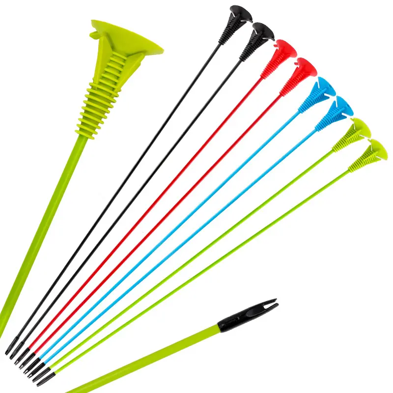 Commercio all'ingrosso leggero OD 5mm ventosa in fibra di vetro tiro con l'arco verde/rosso/blu/nero frecce giocattolo per bambini formazione freccia per la vendita