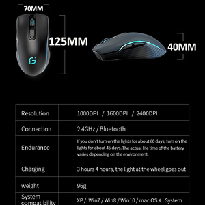 Mouse senza fili ergonomico durevole accessori per Computer cursore di ricarica per Computer portatile Desktop X9 - Product Image 4