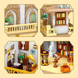 Juguete de bloques de construcción de modelo de biblioteca europea de plástico creativo para programar y ensamblar Paquete de conjunto de habilidades