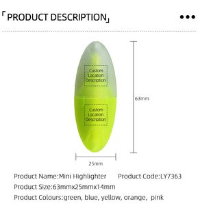 椭圆形双色磨砂透明表壳实用荧光笔，带定制标志印花 - Product Image 6