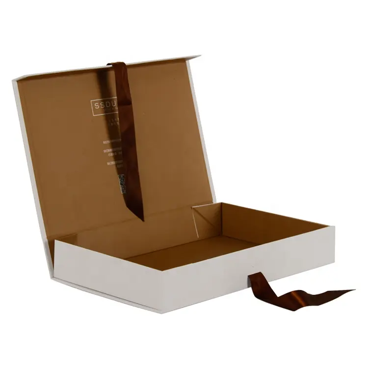 Custom Design Folding Branco Magnético Mulheres Lingerie Paper Bra Gift Box Roupa Roupa Interior Embalagem com Fita De Seda