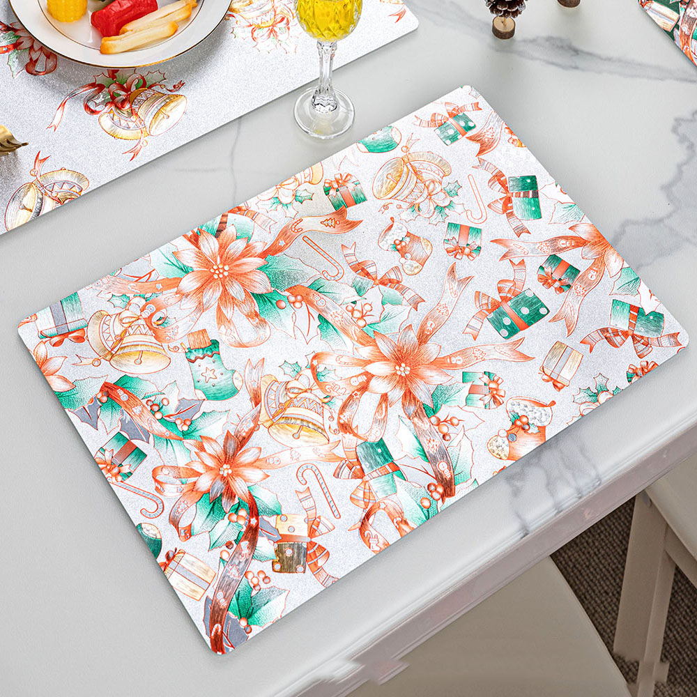 IUIU 45*30cm 6 pcs Set PVC American European Western Stylish Christmas Xmas Dining Placemats for Table