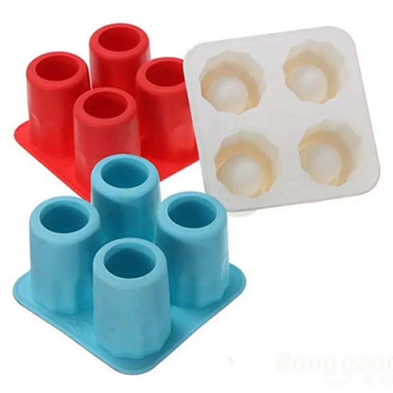 Molde de silicone para gelo, sem bpa, 4 copos, moldes para gelo, fabricante no gelo, vidro de gelo