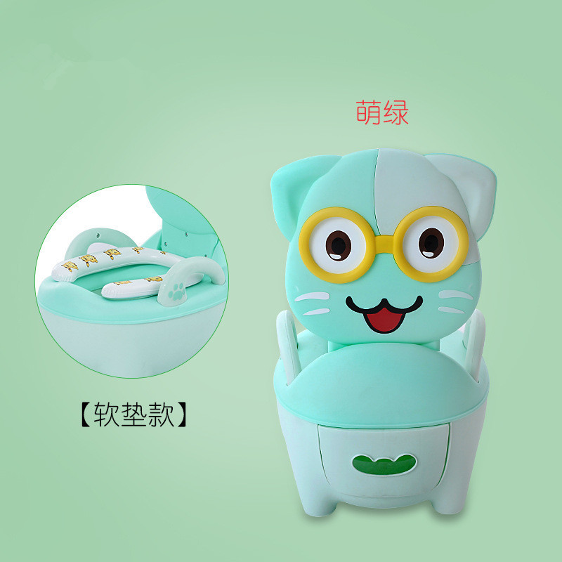 เบาะรองนั่ง PVC สีเขียวลายแมวน่ารัก