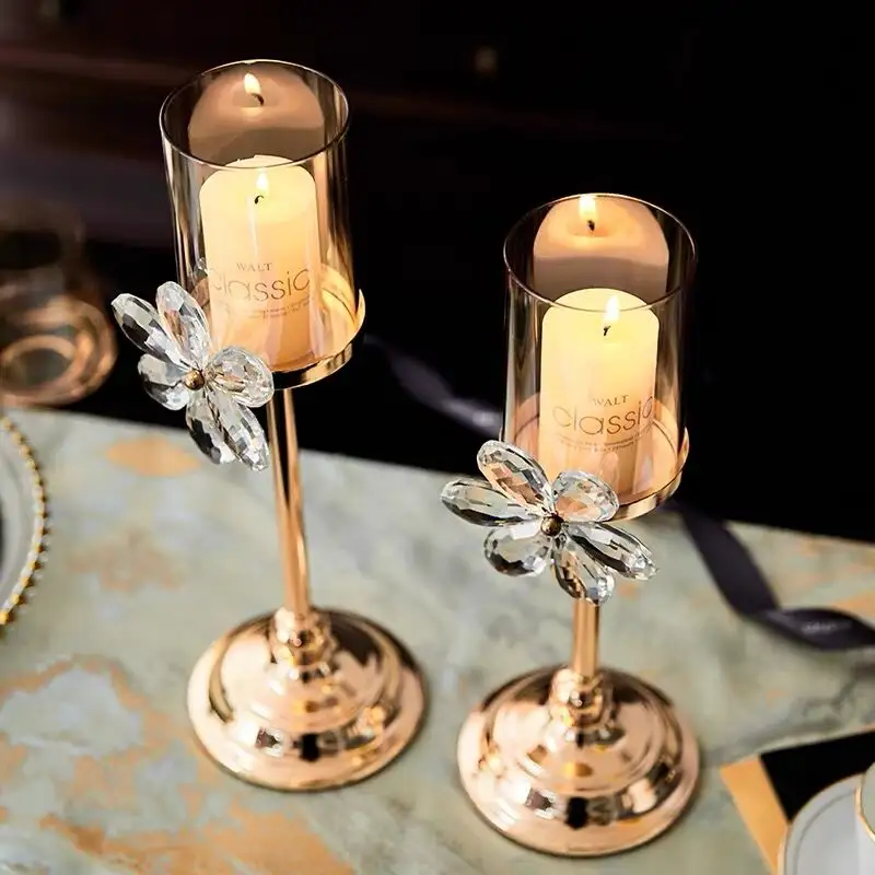 Portacandele matrimonio color oro portacandele in cristallo europeo portacandele per tavolo di nozze decorazione per casa regalo