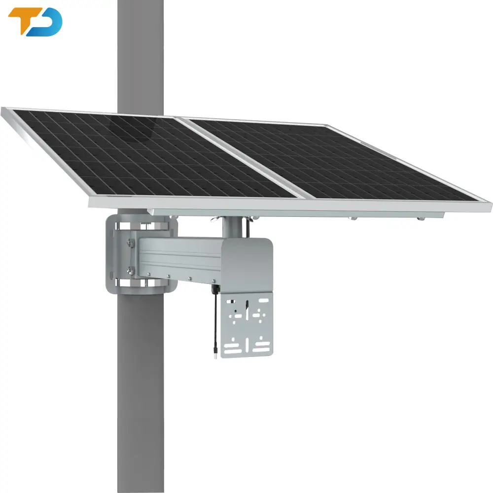 Tecdeft Energía solar Solución de energía solar 60W Panel solar 60Ah Batería de litio Este para usar Kit de energía solar para CCTV