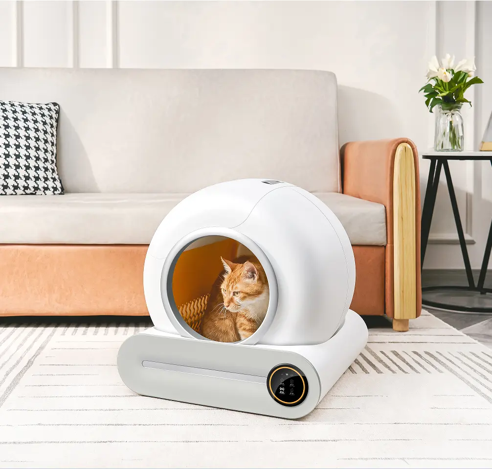 Caja de baño para gatos personalizada automática de plástico plegable al por mayor caja de arena para gatos eléctrica inteligente cerrada robot grande caja automática autolimpieza