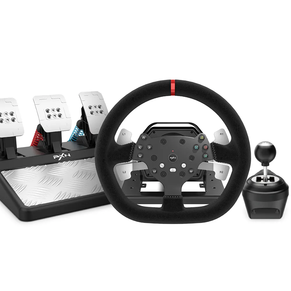Volante PXN V10 Juegos de carreras de video Force Feedback Simulador de conducción con palanca de cambios de pedales para Ps4, para la serie Xbox