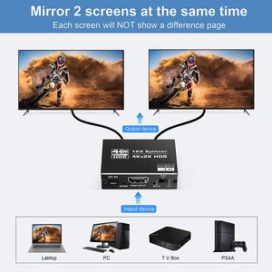 Divisor HDMI2.0b 2 puertos 1 en 2 salidas con escalar para pantalla de monitor dual HDCP2.2 Xbox PS4 - Product Image 2