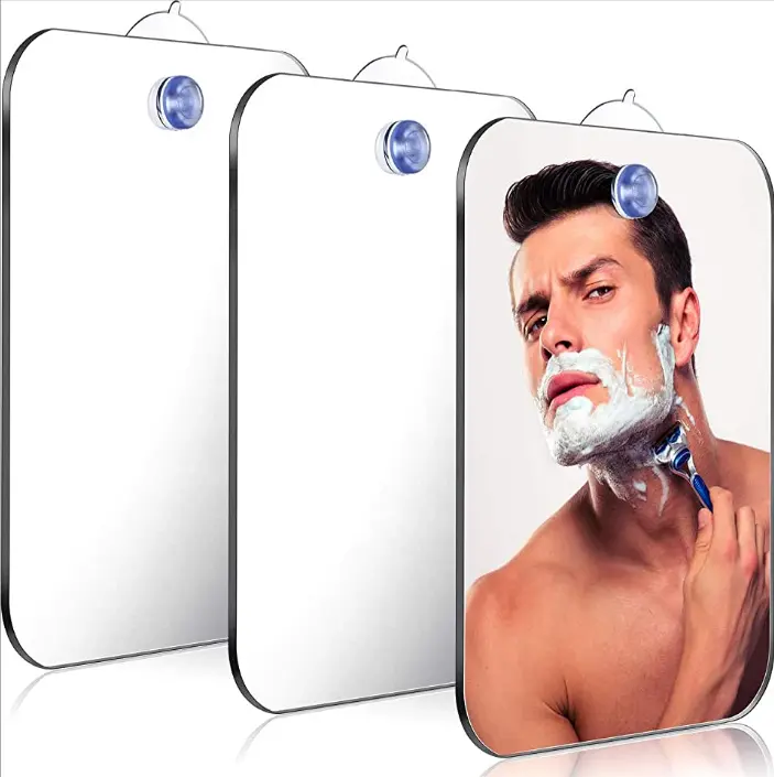 Espelho de chuveiro de plástico inquebrável, forma personalizada, luxo, sem névoa, interior da parede do banheiro, sem nevoeiro, chuveiro, espelho