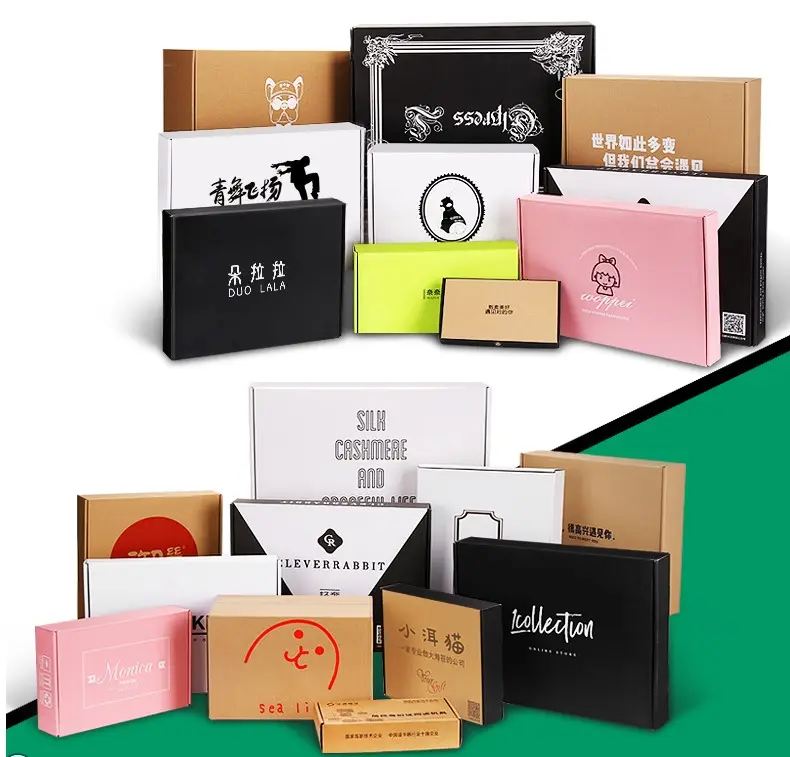 Faible quantité minimale de commande logo personnalisé cadeau de luxe d'emballage de bijoux cosmétique noir papier boîtes en carton pour l'expédition