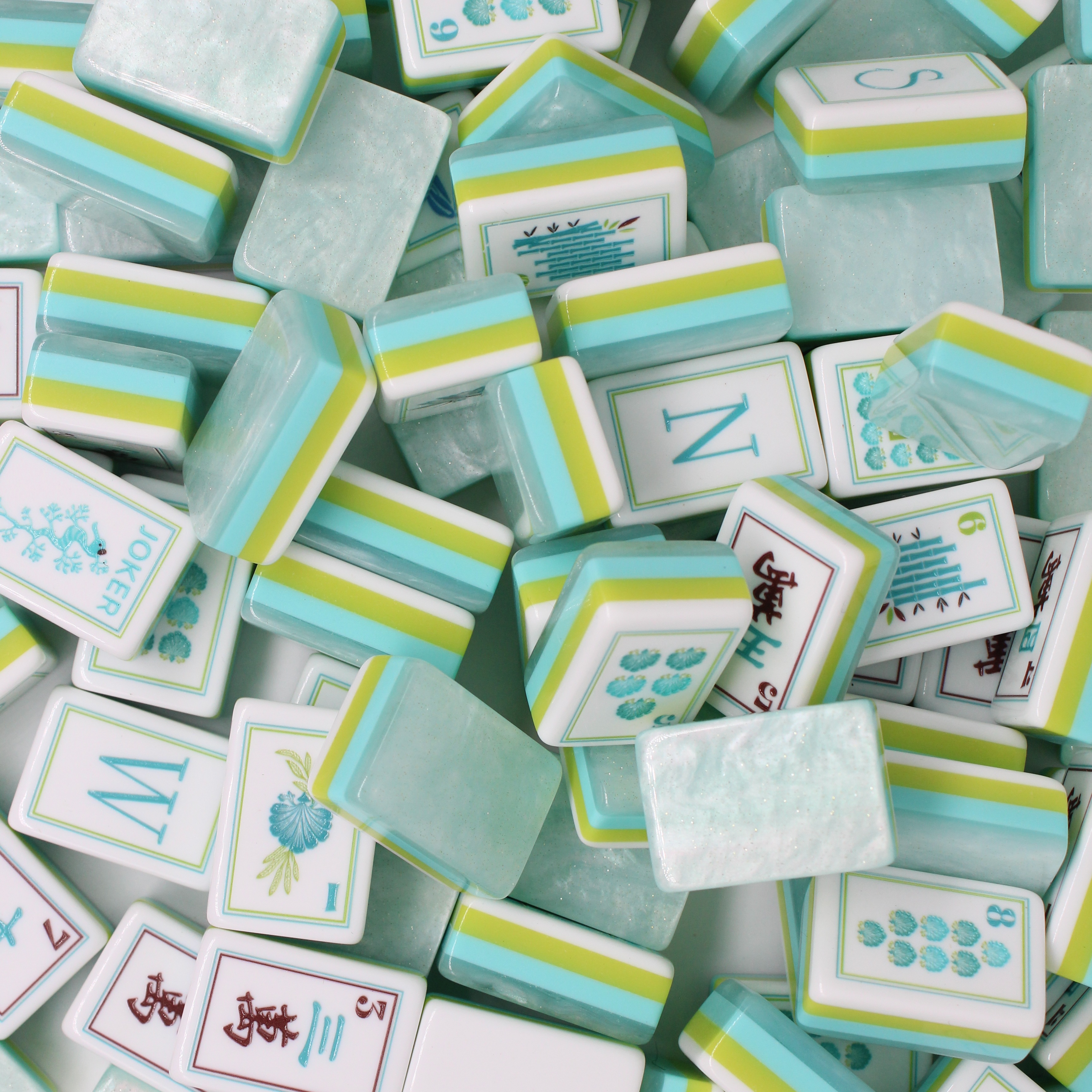 Fichas de Mahjong de nácar verde