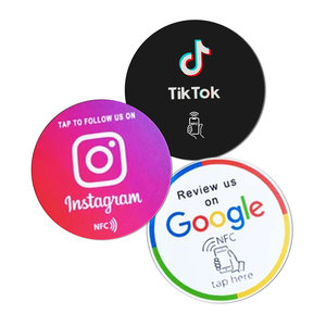 Custom Acrylic NFC Bar Menu Sticker Google <strong>Facebook</strong> square Round Review Us on google Review Plate Table Sticker