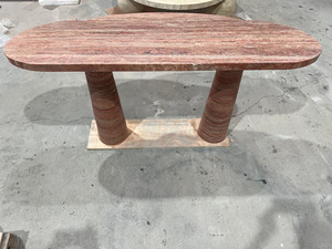 OEM ODM โต๊ะคอนโซลเคลื่อนที่สีแดง travertine โต๊ะทางเข้าห้องโถงแบบโมเดิร์น - Product Image 2