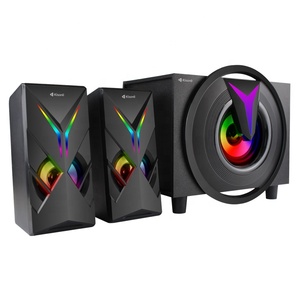 Kisonli 2,1 Altavoces de computadora de escritorio con Subwoofer RGB 16W Sonido estéreo Sistema multimedia alimentado por USB Entrada auxiliar para PC - Product Image 2