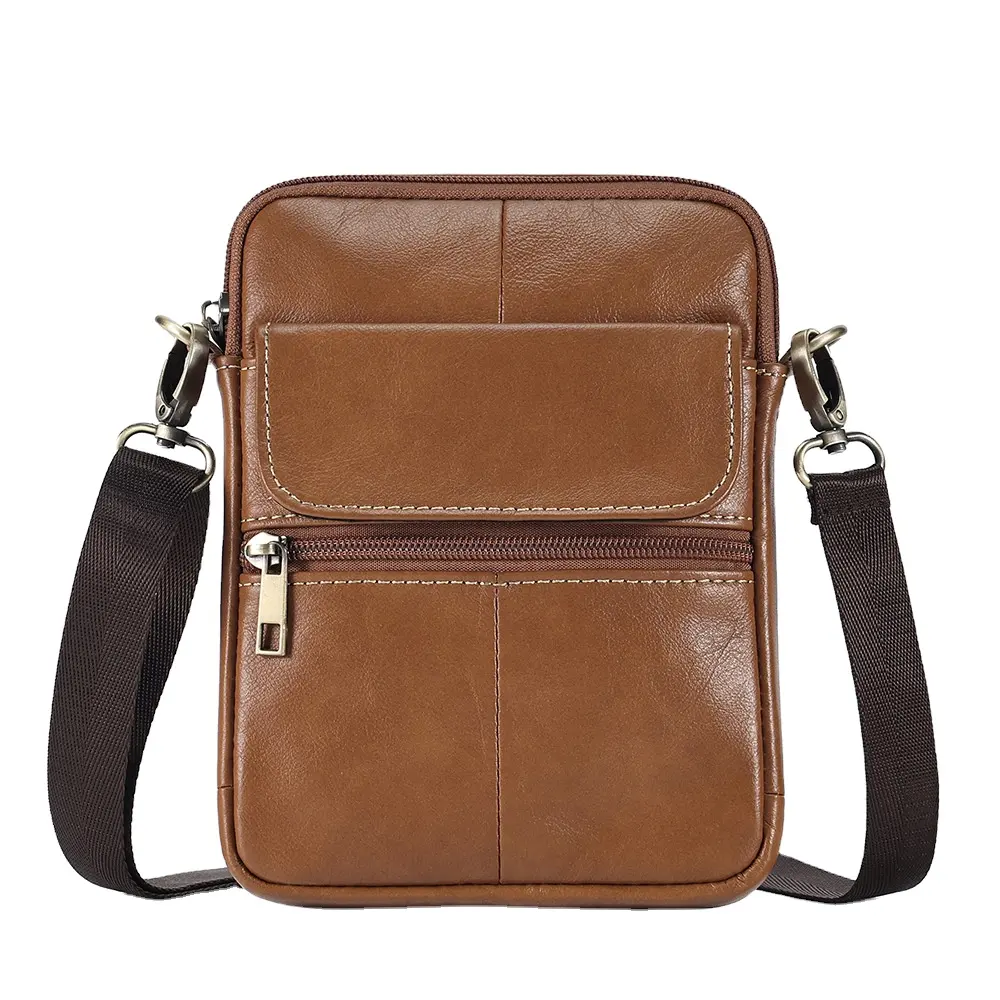 Biểu Tượng Tùy Chỉnh Du Lịch Bò Da Người Đàn Ông Ví Túi Vai Nhỏ Crossbody Túi Da Chính Hãng Của Người Đàn Ông Túi Messenger Cho 7.9 Inch Ipad