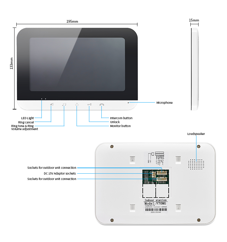 M4-V70MG  factory direct good quality smart doorbell with waterproof camera video door phone system intercom doorbell