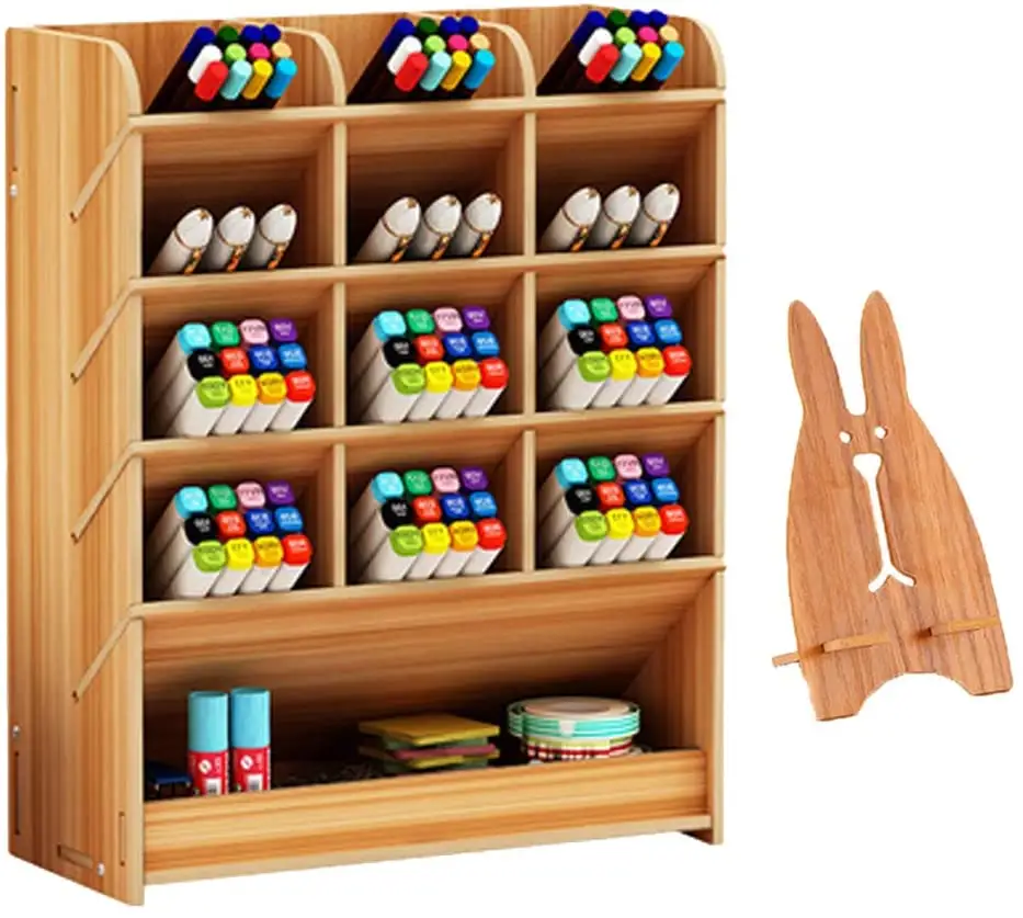 Houten Bureau Organizer Voor Multi-Functionele Diy Pen Holder Box, Desktop Stationaire Opslag Rack Met Lade