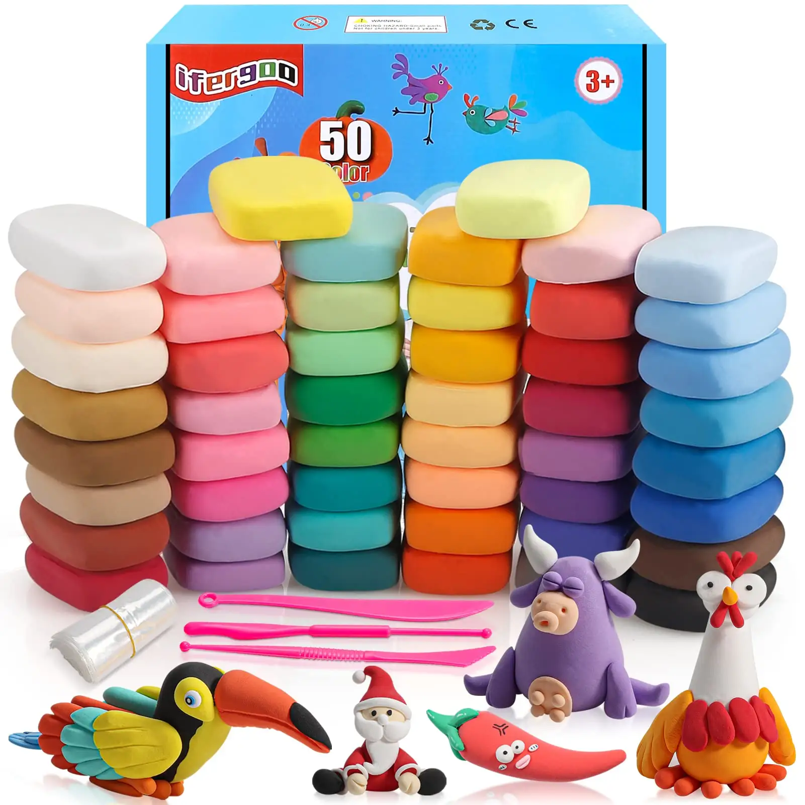 2024 vendita calda Air Dry Clay Kit 36 colori Non tossici magia Ultra leggera argilla modellante con strumenti per ragazzi e ragazze scatola di colore
