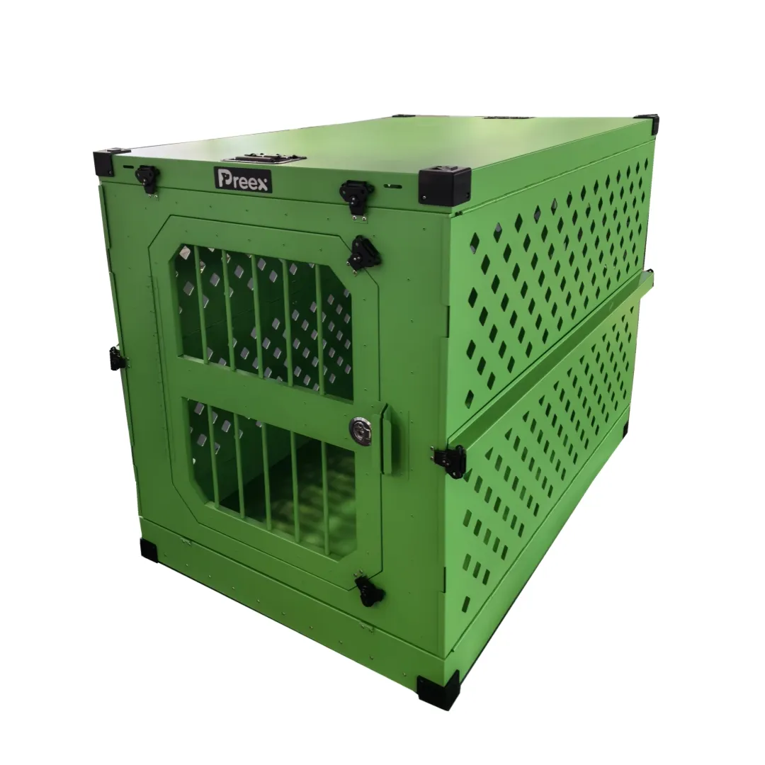 Preex 48" Aluminum XXL Collapsible Dog Crate For Large Dog Rottweiler Kennel Carrier Cage