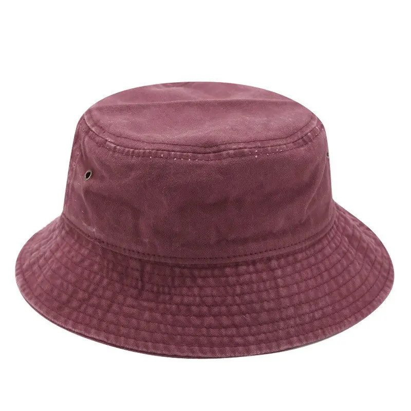 Cappello da pescatore in stile Vintage lavato rosso rosa cappello a secchiello in cotone lavabile basso per donne