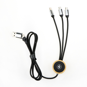 Promocional Nylon trenzado 3-en-1 Entrada dual USB Tipo C Cable 2M LED Logo Cable DE DATOS DE CARGA multifunción para múltiples dispositivos