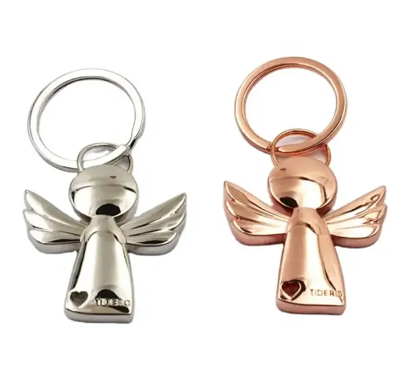 Portachiavi personalizzato portachiavi 3D Angel metallo portachiavi con ali d'angelo portachiavi portachiavi in oro rosa Color Cartoon per chiesa cristiana