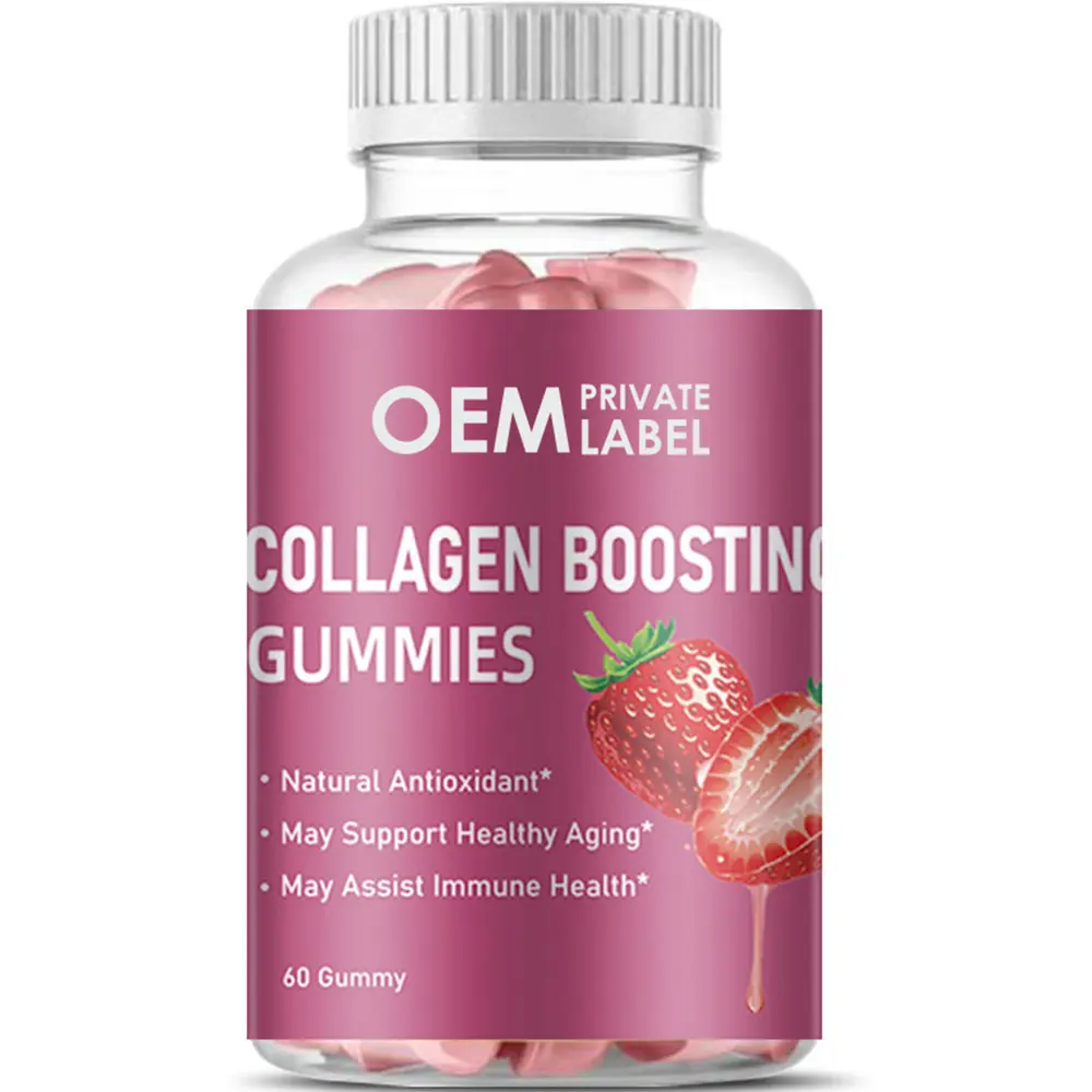 OEM Collagen Gummies với Biotin và vitamin thúc đẩy sản xuất collagen làm trắng da Vitamin Gummy cho sức khỏe da