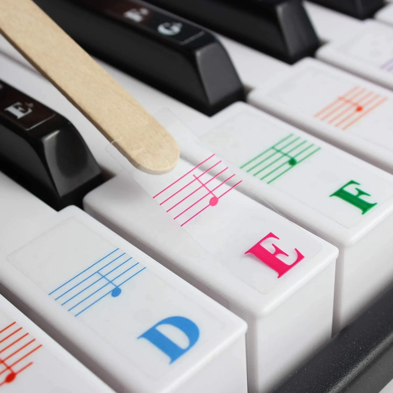 Piano Toetsenbord Stickers Voor 88/61/54/49/37 Sleutel. Kleurrijke Groter Brief, Dunner Materiaal, Transparante Verwijderbare, Met Schoonmaakdoekje