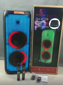 Dual 10 pulgadas Flaming Light Portable RGB LED Lighting Woofer USB AUX FM Función Home Karaoke Fiestas DC Fuente de alimentación - Product Image 3