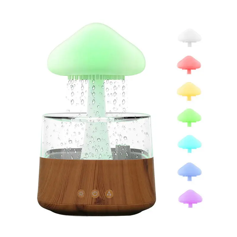 Home night lamp cool mist essential oil diffuser mushroom wood rain cloud humidifier water drip mushroom for better sleep
