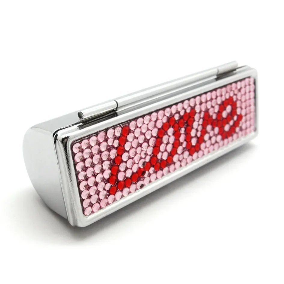 Fashion jeweled lipstick case with compact mirror CD-KH003