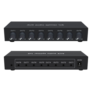 AUX3.5ステレオオーディオスプリッター1 in 8out、独立した音量調整15dbヘッドセットモニター付き - Product Image 1