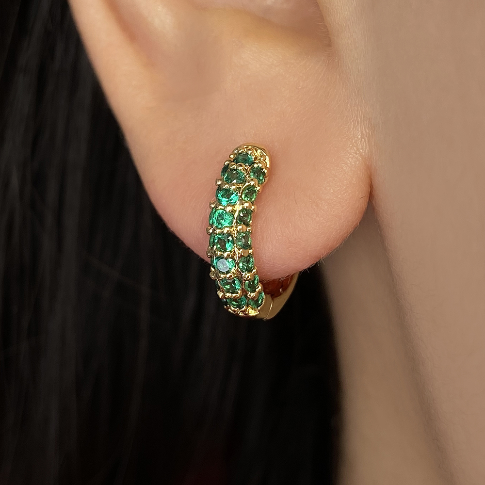 ชุบทอง 18K ประดับด้วยหินสีเขียว รุ่น F788