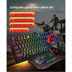 Juego de juegos de cuatro piezas con cable DB, 104 teclas, teclado inalámbrico estándar, ratón, auriculares, alfombrilla de ratón para uso en ordenador - Product Image 5