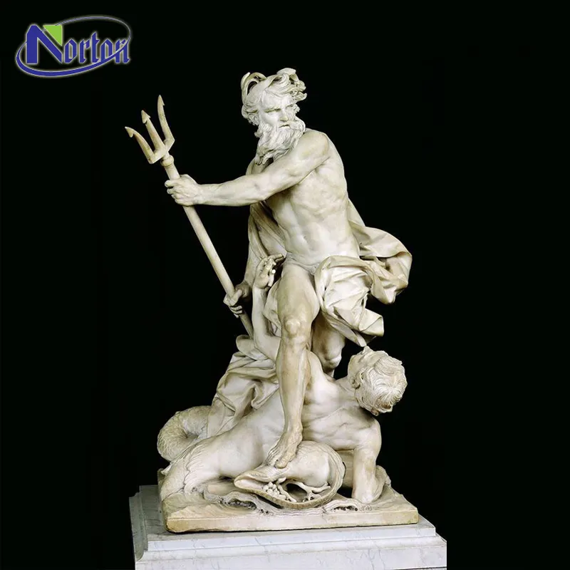 Classico squisito antico all'aperto di arte mitologia greca figura di marmo Poseidon scultura con il prezzo di fabbrica