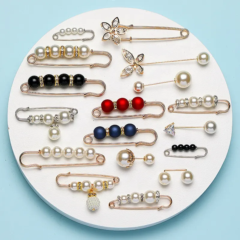 Thời Trang Hồi Giáo Phụ Nữ Phụ Kiện Khăn Pins Ngọc Trai Hijab Pins Rhinestone Và Ngọc Trai Trâm Cài Pins