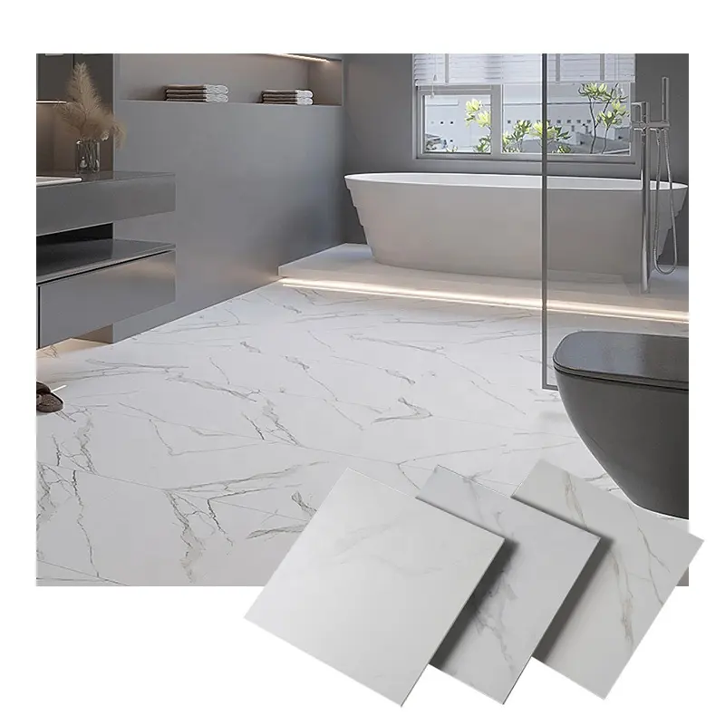 Gres porcellanato antiscivolo in ceramica di marmo bianco 40x40 per pavimento del bagno