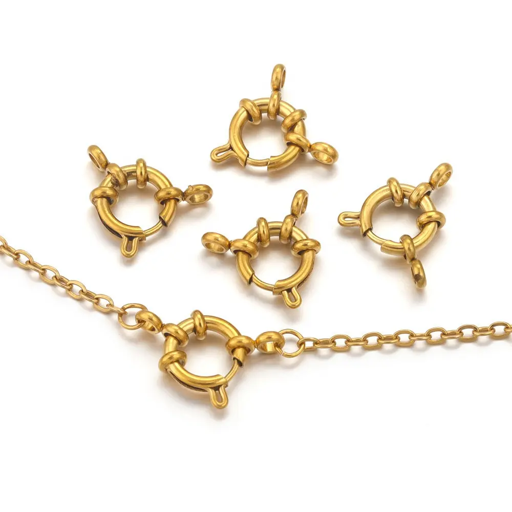 Broche de oro de acero inoxidable 18K Pvd, broche de gancho abierto para collar Diy, pulsera, accesorio de joyería