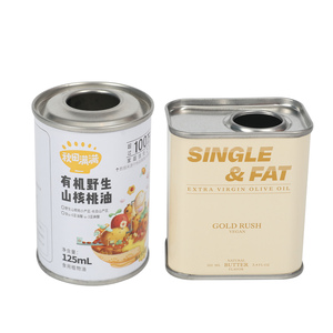 批发250毫升-500毫升矩形/圆形食品级金属罐，带盖，用于橄榄油/食用油包装容器 - Product Image 6