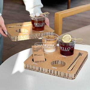 定制瓦楞纸咖啡杯托盘定制环保蜂窝纸杯托盘展示架 - Product Image 6