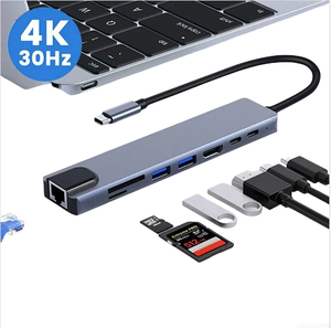 Pastall 8合1 USB C集线器扩展坞4k高清电视适配器C型分路器USB C至高清电视苹果笔记本电脑配件库存 - Product Image 1