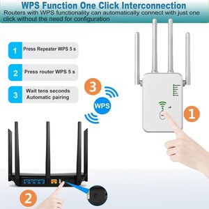 WiFi扩展器信号增强器，1200Mbps双频5GHz/2.4GHz高达2000平方英尺的WiFi扩展器和30个设备