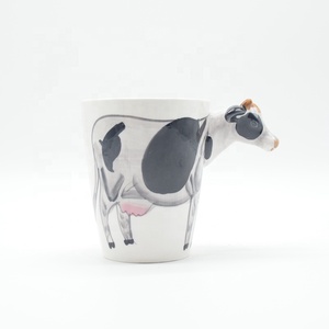 3D High Quality Personality Ceramic <strong>Cups</strong> China Factory Stocked Porcelain Hand-painted Cow Shaped Mug - Product Image 2