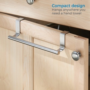 Adjustable Expandable Kitchen Over Cabinet <strong>Towel</strong> Bar Rack <strong>Hang</strong> on Inside or Outside Doors Storage Basket - Product Image 3