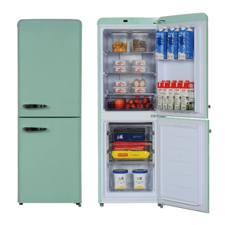 170L vendita calda senza Frost retrò frigoriferi a doppia porta Multi colore bellissimo frigo per la casa fondo congelatore frigorifero per la casa