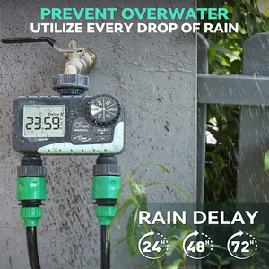 Timer acqua per tubo da giardino 2 Zone di irrigazione con ritardo pioggia manuale irrigazione sistema di controllo automatico - Product Image 4