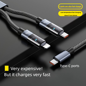 2 in 1 PD100W şeffaf süper hızlı şarj tip-c veri kablosu ve Huawei Apple 15 için kalaylı bakır veri kablosu - Product Image 6